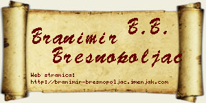 Branimir Bresnopoljac vizit kartica